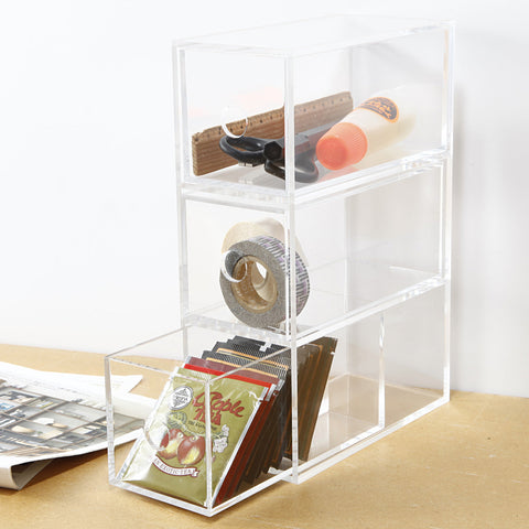 Acrylic Storage 3 Drawers Cubby