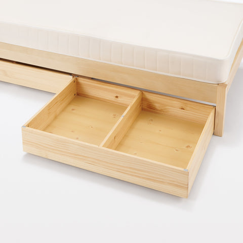 [HD] Pine Wooden Bed Storage Box with Divider