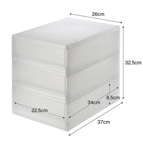 Polypropylene Storage Case Shallow 3 Drawers