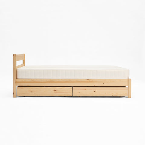 [HD] Pine Wooden Bed - Queen