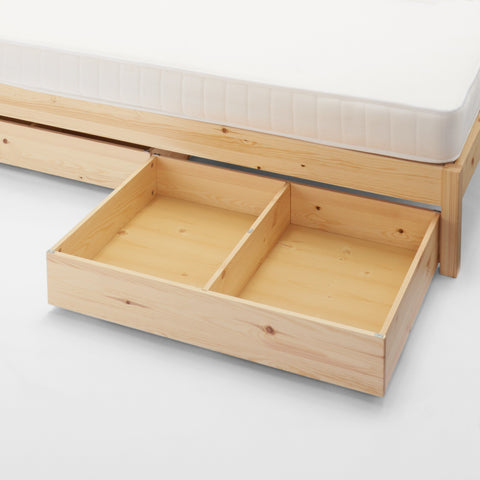 [HD] Pine Wooden Bed - Queen