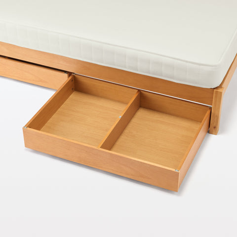 [HD] Rubberwood Wooden Bed Storage Box with Divider