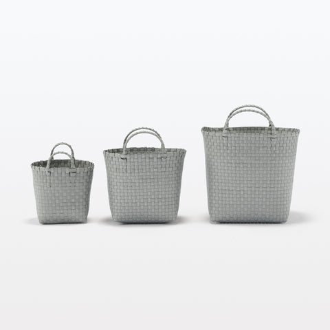 Recycled Polypropylene Strap Weave Basket - Gray - Small (dia. 9.8 x H7.9)