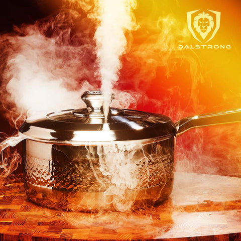 3 Quart Stock Pot | Hammered Finish Silver | Avalon Series | Dalstrong ©