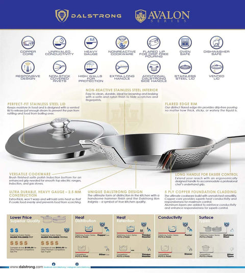 3 Quart Stock Pot | Hammered Finish Silver | Avalon Series | Dalstrong ©