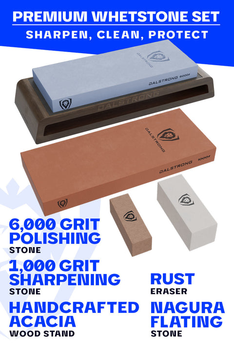 #1000 / #6000 Grit with Nagura Stone & Rust Eraser | Premium Whetstone Kit | Dalstrong ©