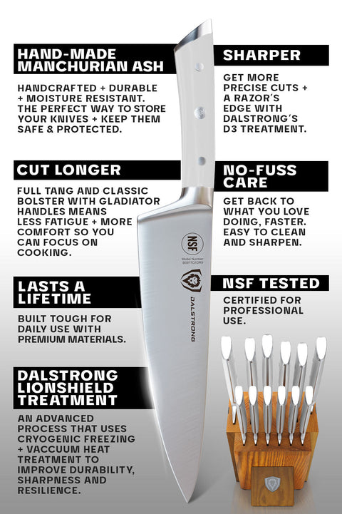 12-Piece Block Set | White Handles | Gladiator Series | NSF Certified | Dalstrong ©