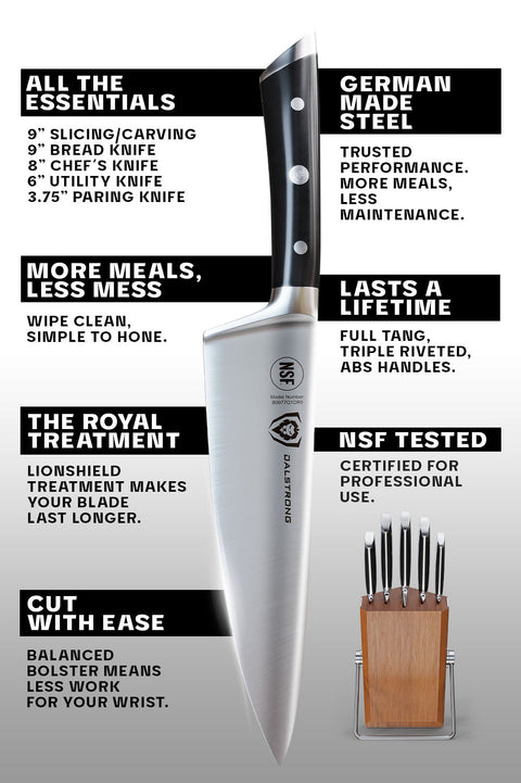 5-Piece Knife Set with Modular Block | Gladiator Series | Knives NSF Certified | Dalstrong ©