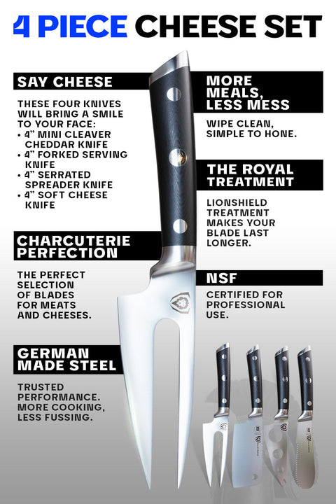 4-Piece Charcuterie & Cheese Knife Set | Gladiator Series | NSF Certified | Dalstrong ©