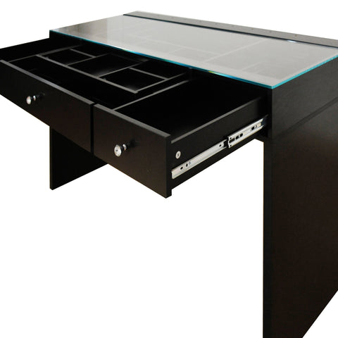 SlayStation Naomi Vanity Table with Glass Tabletop + 4 Drawer Units Bundle