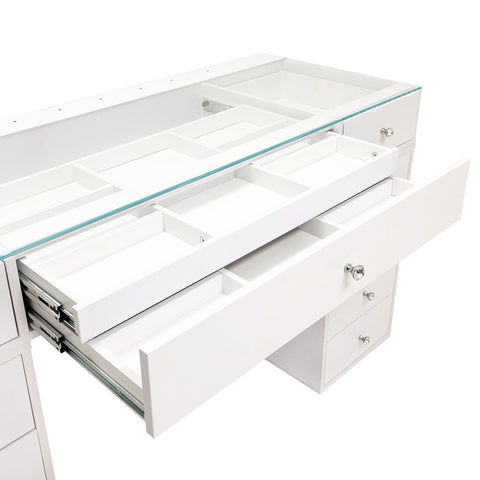 SlayStation Naomi Vanity Table with Glass Tabletop + 4 Drawer Units Bundle