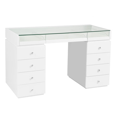 SlayStation Bella Vanity Table with Glass Table Top and 4 Drawer Units Bundle