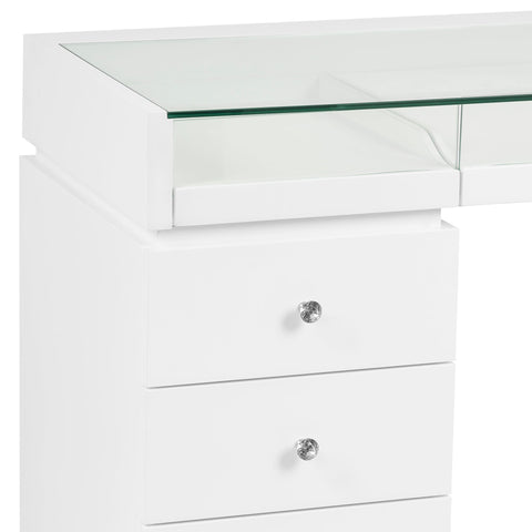 SlayStation Bella Vanity Table with Glass Table Top and 4 Drawer Units Bundle