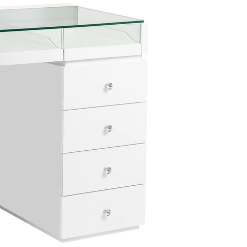 SlayStation Bella Vanity Table with Glass Table Top and 4 Drawer Units Bundle
