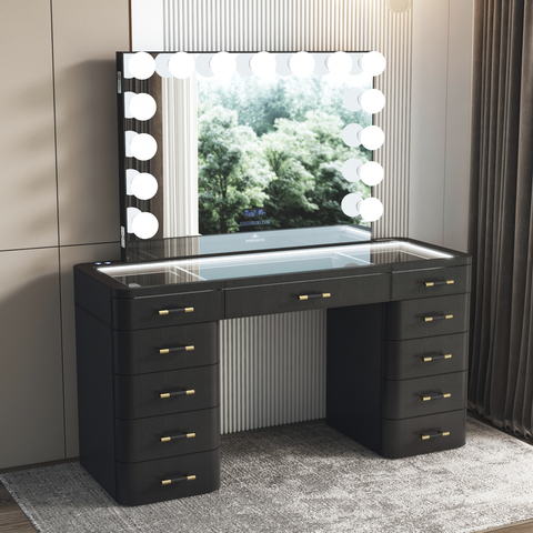 SlayStation® Maison Premium Vanity Table w/ RGB Light + Vanity Mirror Bundle