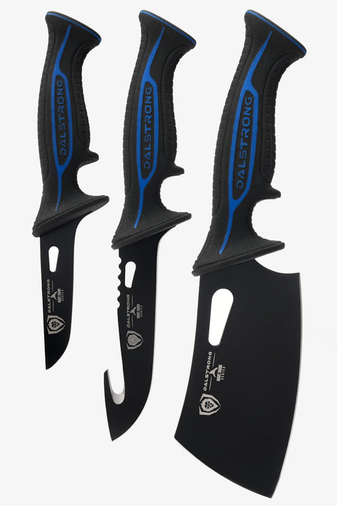 3-Piece Knife Set | Boning Knife. Hook Knife. Mini Cleaver | Night Shark Series | NSF Certified | Dalstrong ©