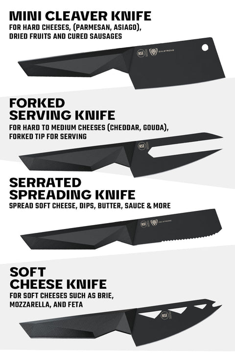4-Piece Cheese Knife Set | Shadow Black Series | NSF Certified | Dalstrong ©