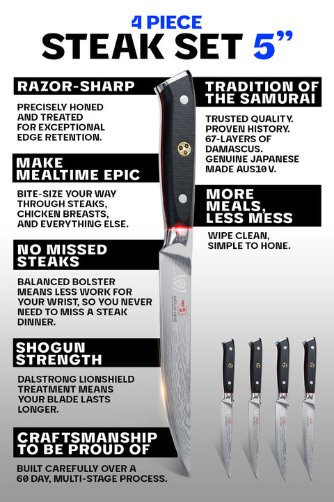 4 Piece Steak Knife Set | Shogun Series | ELITE | Dalstrong ©