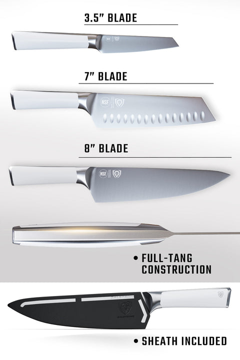 3-Piece Knife Set | White Handle | Vanquish Series | NSF Certified | Dalstrong ©