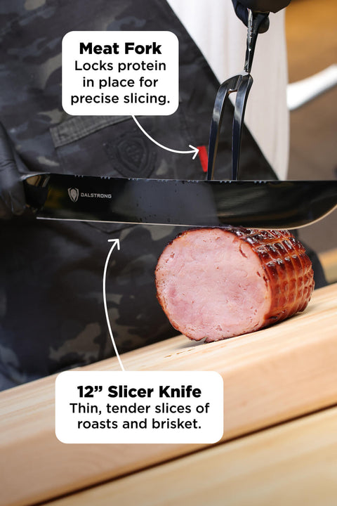 3 Piece Set | Slicing Knife. Fillet Knife & Meat Fork | Valhalla Series | Ravenstone Edition | Dalstrong ©