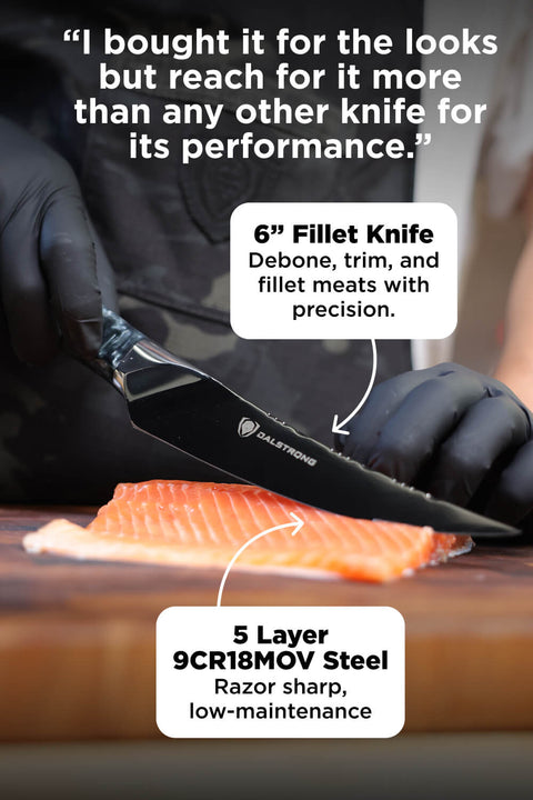 3 Piece Set | Slicing Knife. Fillet Knife & Meat Fork | Valhalla Series | Ravenstone Edition | Dalstrong ©