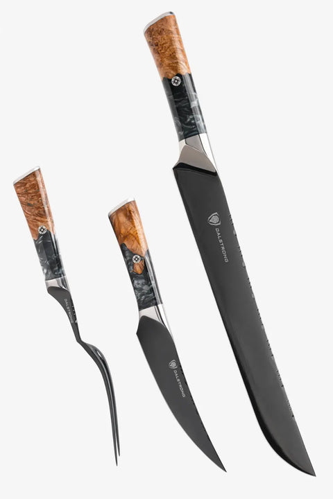 3 Piece Set | Slicing Knife. Fillet Knife & Meat Fork | Valhalla Series | Ravenstone Edition | Dalstrong ©