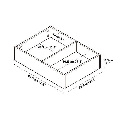 [HD] Pine Wooden Bed Storage Box with Divider