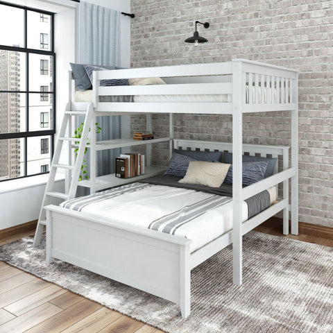 Classic Full/Full L-Shaped Bunk Bed + Bookcase