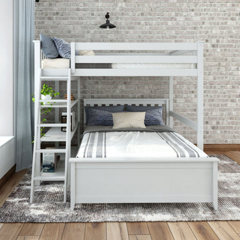 Classic Full/Full L-Shaped Bunk Bed + Bookcase