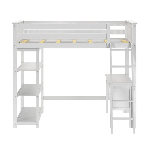 Classic Loft Bed With Bookcase + Desk - Full