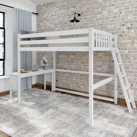 Classic Loft Bed With Desk + Ladder on End - Full