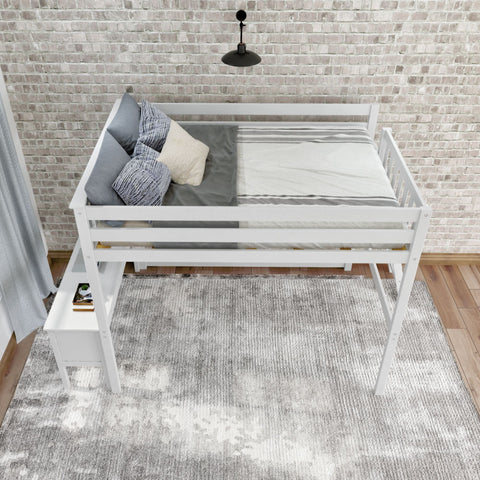 Classic Loft Bed With Desk + Ladder on End - Full