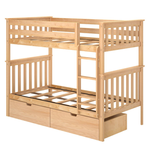Classic Twin over Twin Bunk Bed + Underbed Storage