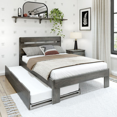 Rustic Slatted Bed + Trundle - Full