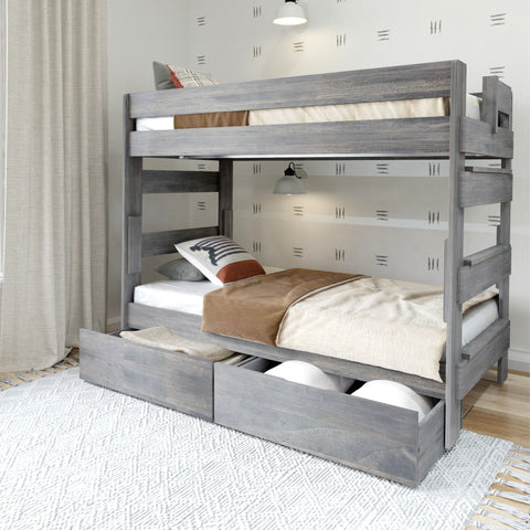 Rustic Twin over Twin Bunk Bed + Underbed Storage