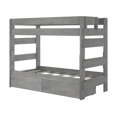 Rustic Twin over Twin Bunk Bed + Underbed Storage