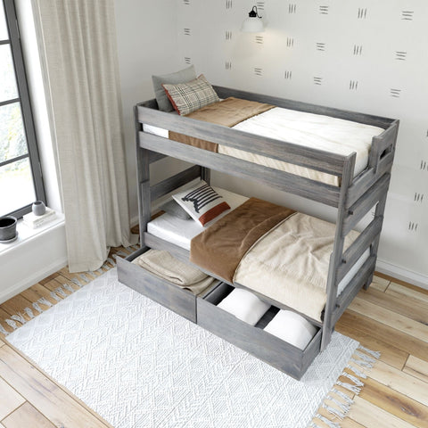 Rustic Twin over Twin Bunk Bed + Underbed Storage
