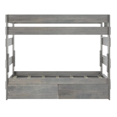 Rustic Twin over Twin Bunk Bed + Underbed Storage