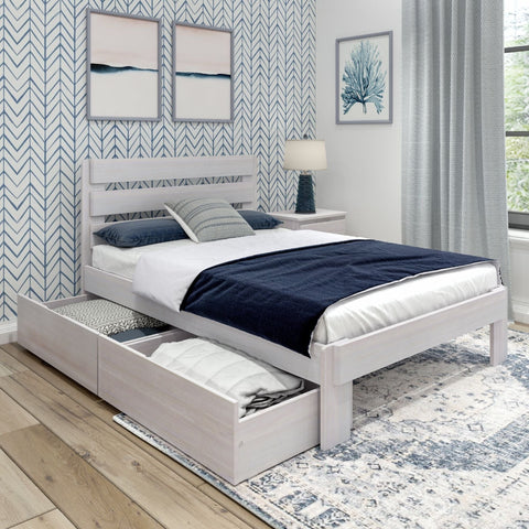 Rustic Slatted Bed + Storage - Full