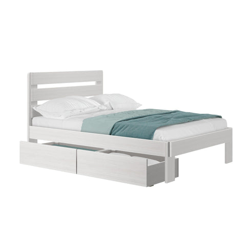 Rustic Slatted Bed + Storage - Full