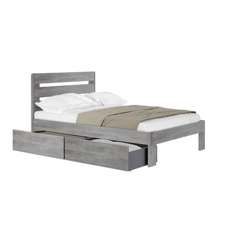 Rustic Slatted Bed + Storage - Full