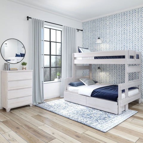 Rustic Twin over Full Bunk Bed + Underbed Storage