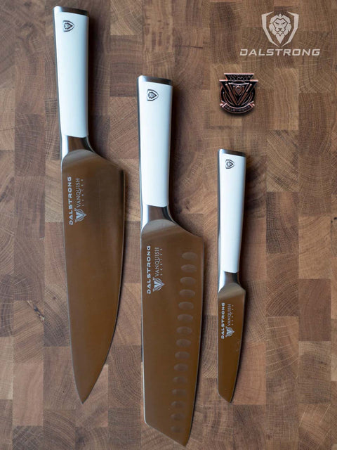3-Piece Knife Set | White Handle | Vanquish Series | NSF Certified | Dalstrong ©